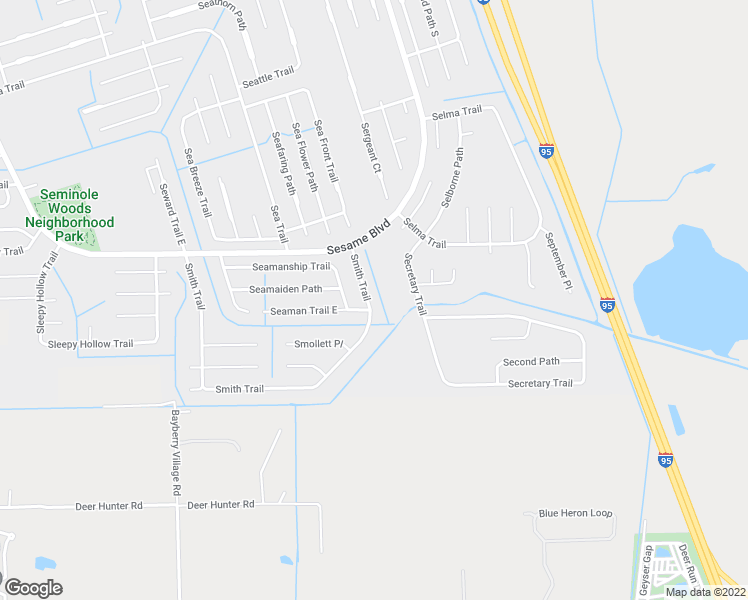 map of restaurants, bars, coffee shops, grocery stores, and more near 98 Smith Trail in Palm Coast