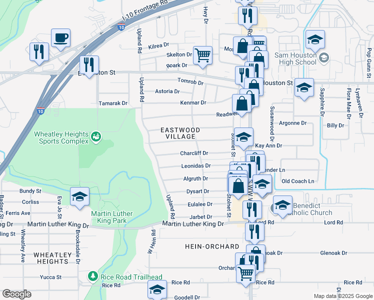 map of restaurants, bars, coffee shops, grocery stores, and more near 308 Shelburn Drive in San Antonio