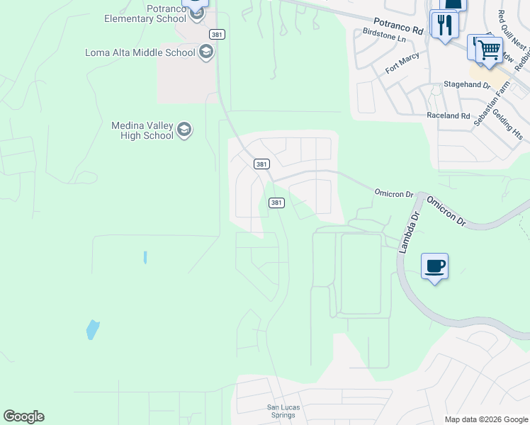 map of restaurants, bars, coffee shops, grocery stores, and more near 205 Hunters Brook in San Antonio
