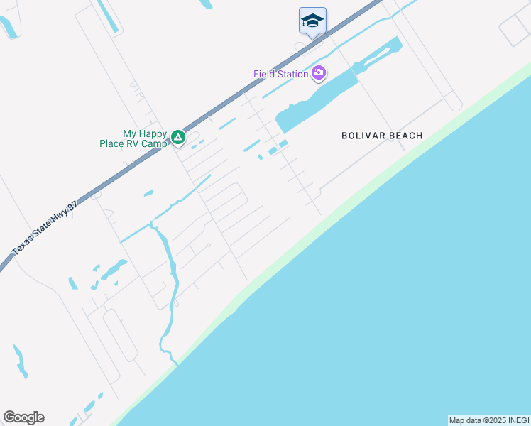map of restaurants, bars, coffee shops, grocery stores, and more near 159 Ocean View Drive in Bolivar Peninsula
