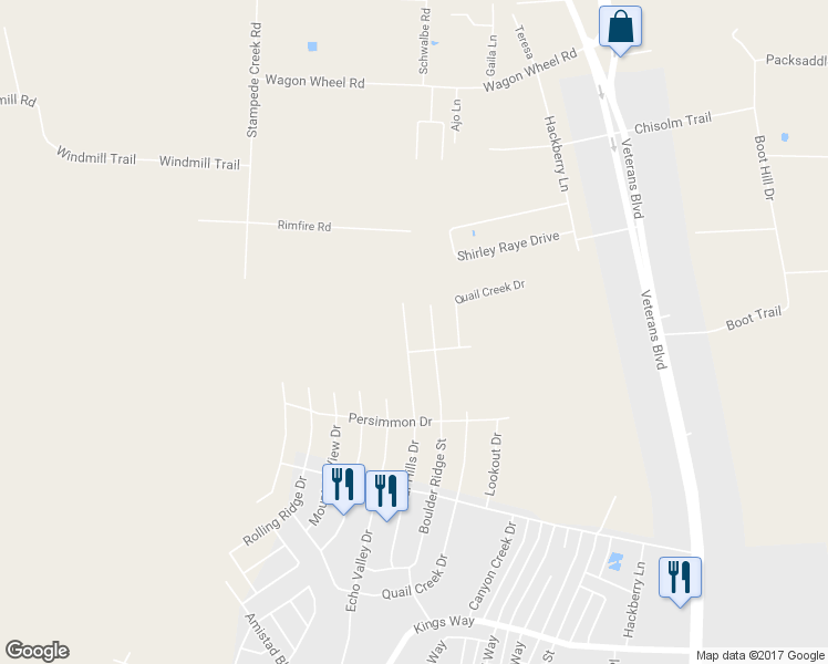 map of restaurants, bars, coffee shops, grocery stores, and more near 503 Far Hills Drive in Del Rio