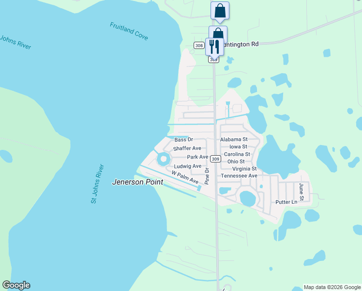 map of restaurants, bars, coffee shops, grocery stores, and more near 114 Shaffer Avenue in Crescent City