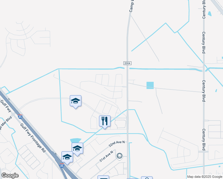 map of restaurants, bars, coffee shops, grocery stores, and more near 3520 Hollow Mist Drive in Texas City