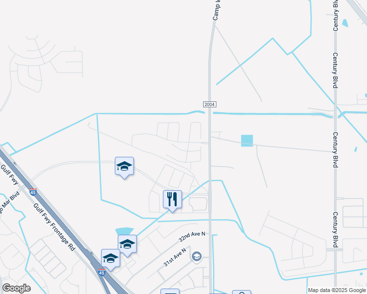 map of restaurants, bars, coffee shops, grocery stores, and more near 3520 Hollow Mist Drive in Texas City