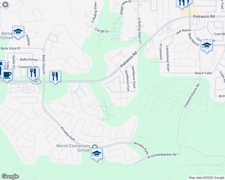 map of restaurants, bars, coffee shops, grocery stores, and more near 1119 Star Glade in San Antonio