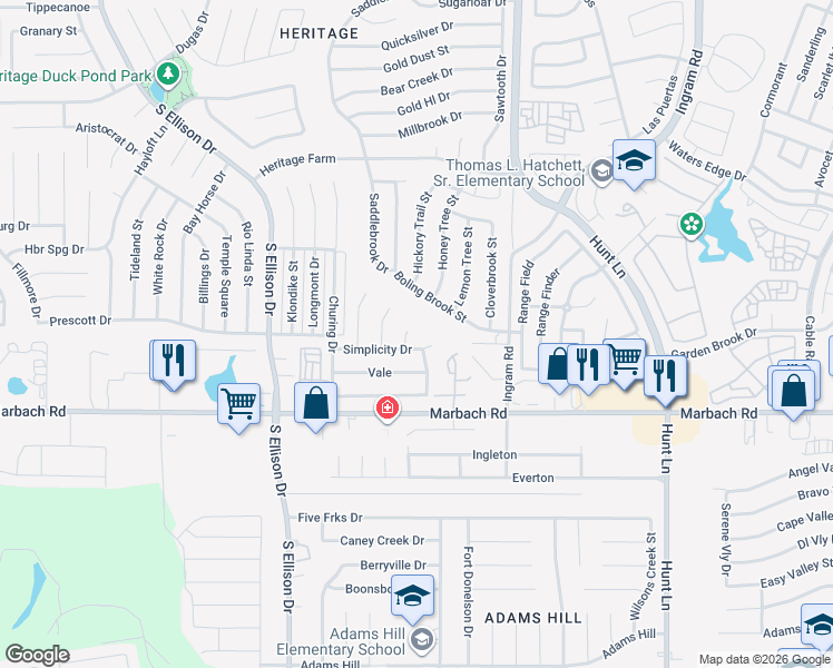 map of restaurants, bars, coffee shops, grocery stores, and more near 1303 Coldwater Drive in San Antonio