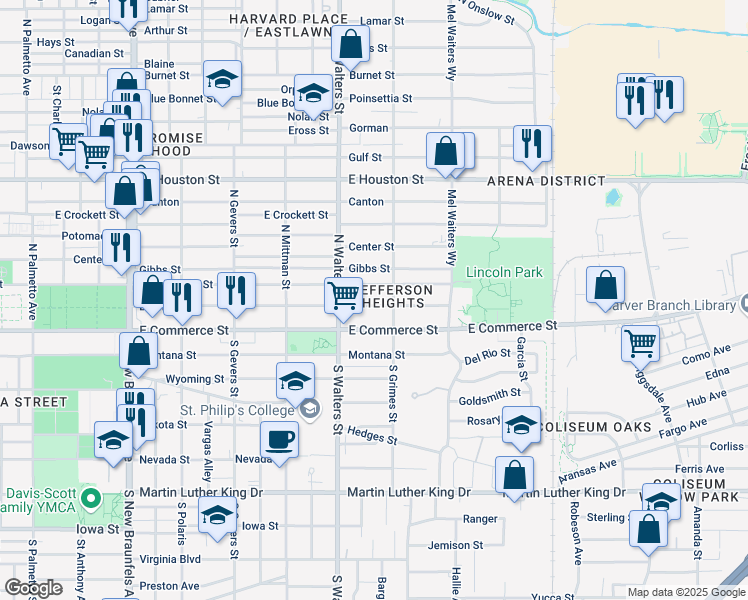 map of restaurants, bars, coffee shops, grocery stores, and more near 1418 Paso Hondo in San Antonio