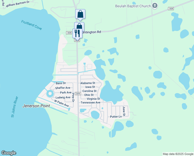 map of restaurants, bars, coffee shops, grocery stores, and more near 98 Georgia Avenue in Crescent City