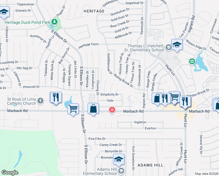 map of restaurants, bars, coffee shops, grocery stores, and more near 1321 Bitterlake in San Antonio