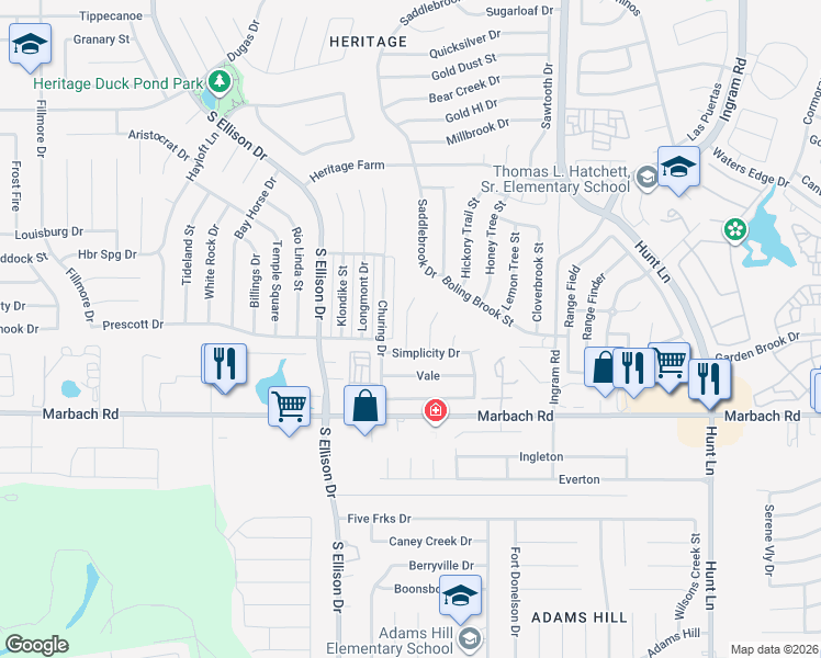 map of restaurants, bars, coffee shops, grocery stores, and more near 1321 Bitterlake in San Antonio