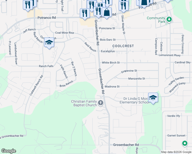 map of restaurants, bars, coffee shops, grocery stores, and more near 1659-1719 Grosenbacher Road in San Antonio