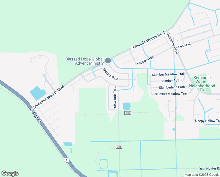 map of restaurants, bars, coffee shops, grocery stores, and more near 3 Slowdrift Turn in Palm Coast