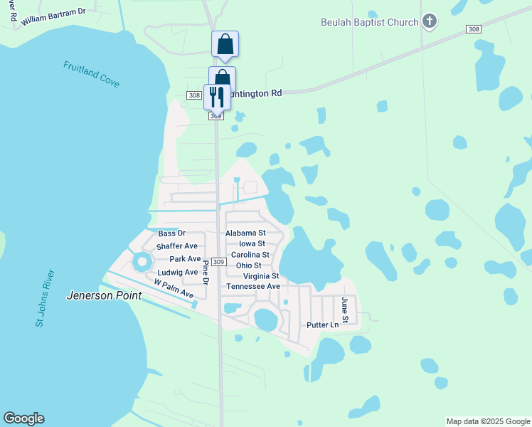 map of restaurants, bars, coffee shops, grocery stores, and more near 98 Georgia Avenue in Crescent City