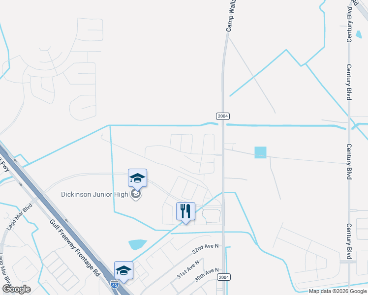 map of restaurants, bars, coffee shops, grocery stores, and more near 3520 Hollow Mist Drive in Texas City