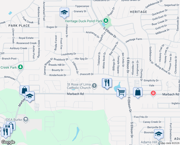 map of restaurants, bars, coffee shops, grocery stores, and more near 1347 Cavern Trail in San Antonio