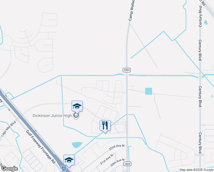 map of restaurants, bars, coffee shops, grocery stores, and more near 3520 Hollow Mist Drive in Texas City