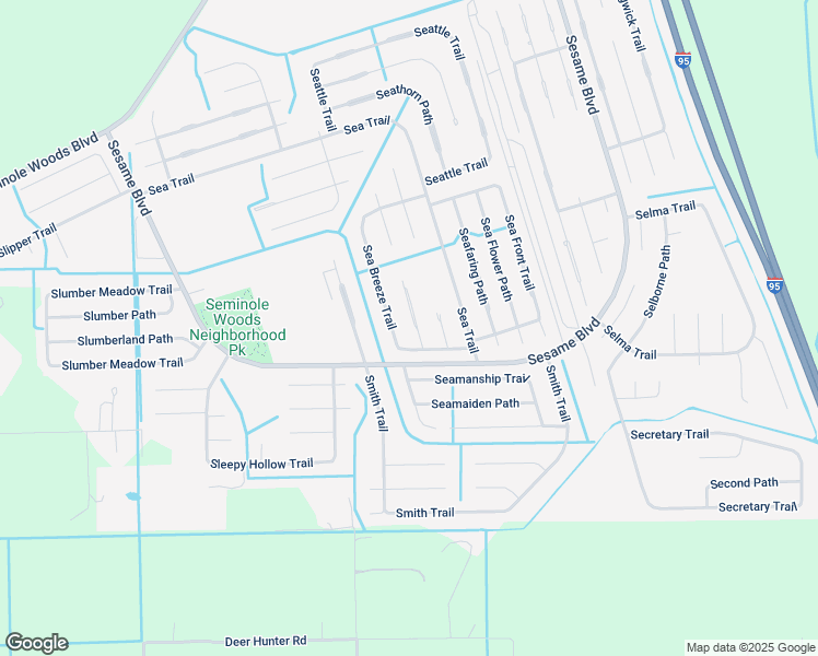 map of restaurants, bars, coffee shops, grocery stores, and more near 55 Sea Breeze Trail in Palm Coast