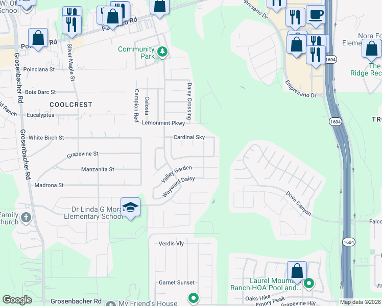 map of restaurants, bars, coffee shops, grocery stores, and more near 1010 Lemon Drop in San Antonio