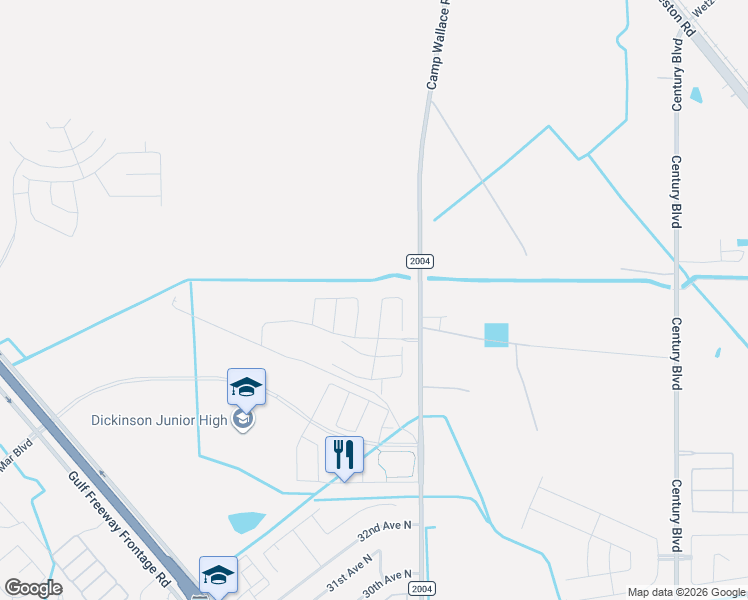 map of restaurants, bars, coffee shops, grocery stores, and more near 5576 Farm to Market 2004 in Texas City