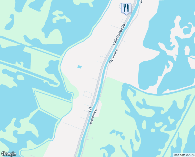map of restaurants, bars, coffee shops, grocery stores, and more near 5744-5746 Little Caillou Road in Chauvin