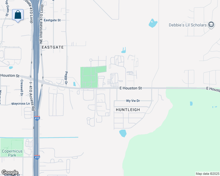 map of restaurants, bars, coffee shops, grocery stores, and more near 5680 East Houston Street in San Antonio