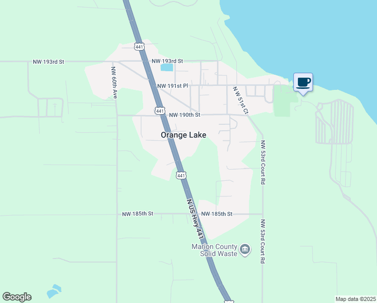 map of restaurants, bars, coffee shops, grocery stores, and more near 18845 North US Highway 441 in Reddick