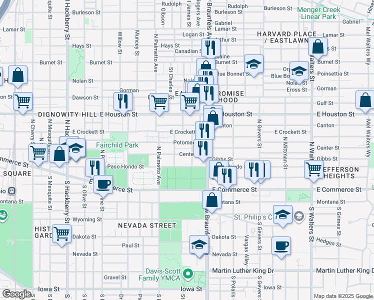 map of restaurants, bars, coffee shops, grocery stores, and more near 2022 Beaver Lane in San Antonio