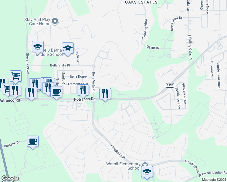 map of restaurants, bars, coffee shops, grocery stores, and more near 905 Bastione in San Antonio