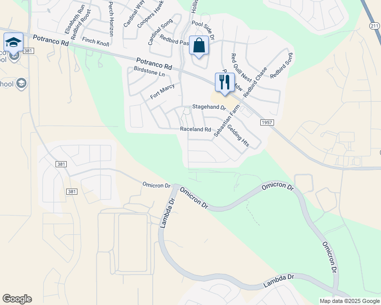 map of restaurants, bars, coffee shops, grocery stores, and more near 943 Hyperion Lane in San Antonio