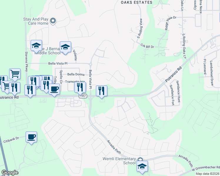 map of restaurants, bars, coffee shops, grocery stores, and more near 905 Bastione in San Antonio