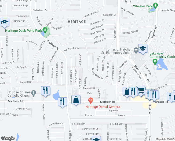 map of restaurants, bars, coffee shops, grocery stores, and more near 935 Saddlebrook Drive in San Antonio