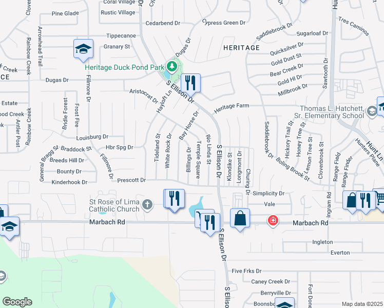 map of restaurants, bars, coffee shops, grocery stores, and more near 1231 Temple Square in San Antonio