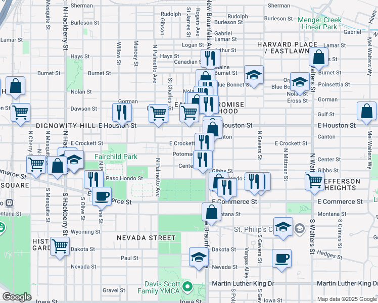 map of restaurants, bars, coffee shops, grocery stores, and more near 2022 Beaver Lane in San Antonio