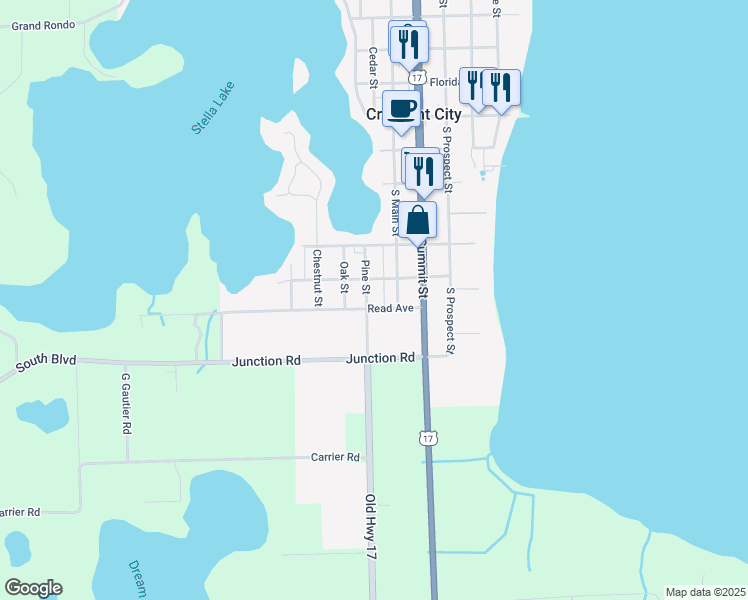 map of restaurants, bars, coffee shops, grocery stores, and more near 400 Pine Street in Crescent City