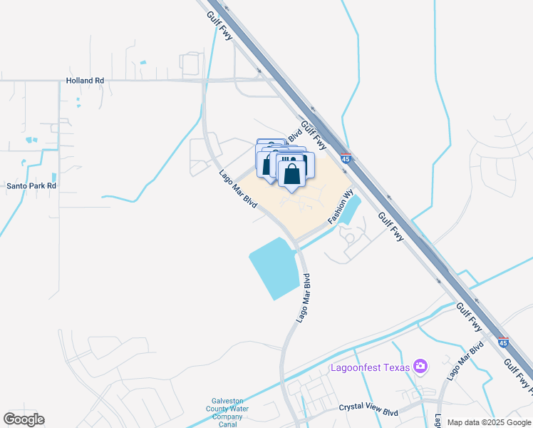 map of restaurants, bars, coffee shops, grocery stores, and more near 5885 Interstate 45 in Dickinson