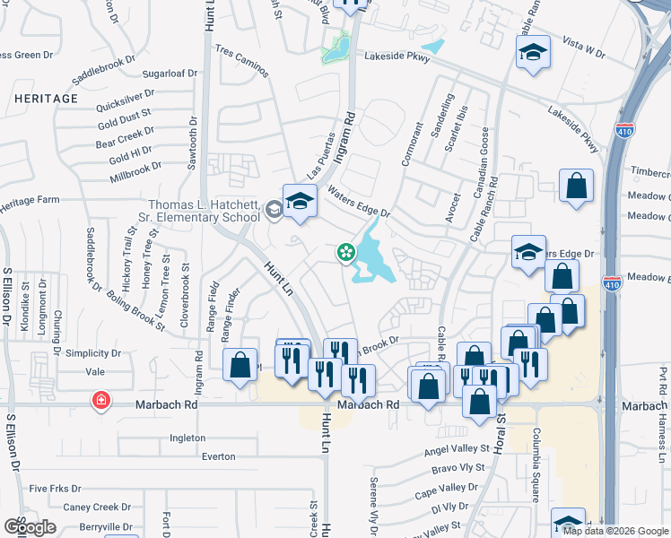map of restaurants, bars, coffee shops, grocery stores, and more near 9003 Summit Lake in San Antonio