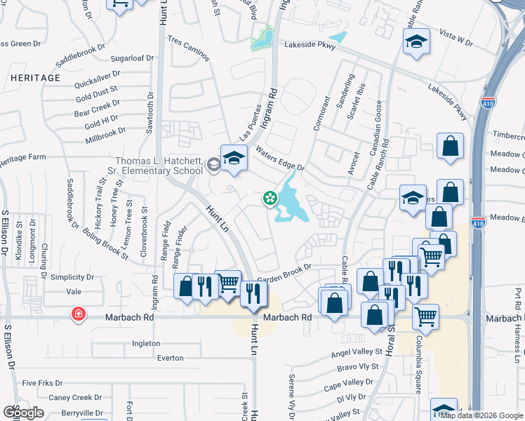 map of restaurants, bars, coffee shops, grocery stores, and more near 9003 Summit Lake in San Antonio