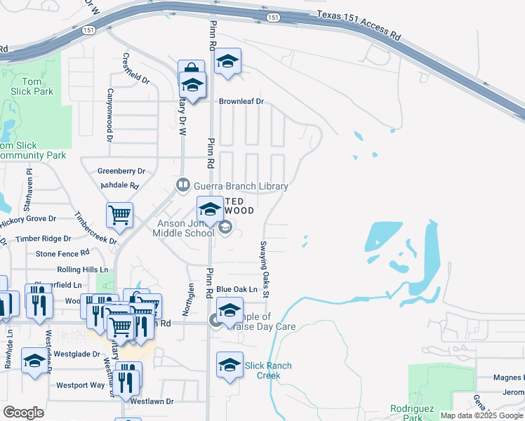 map of restaurants, bars, coffee shops, grocery stores, and more near 943 Westleaf Street in San Antonio