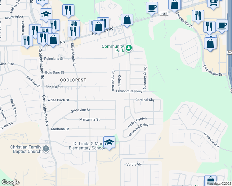 map of restaurants, bars, coffee shops, grocery stores, and more near 11814 Lemonmint Parkway in San Antonio