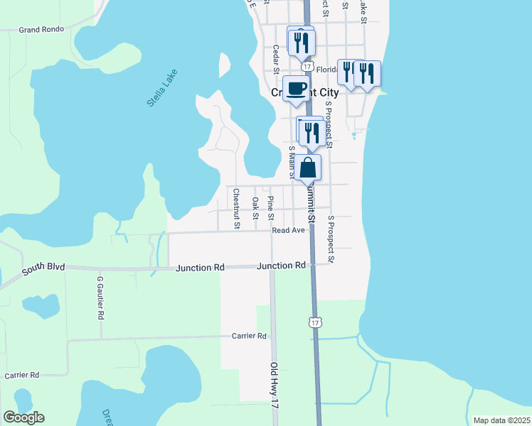 map of restaurants, bars, coffee shops, grocery stores, and more near 400 Pine Street in Crescent City