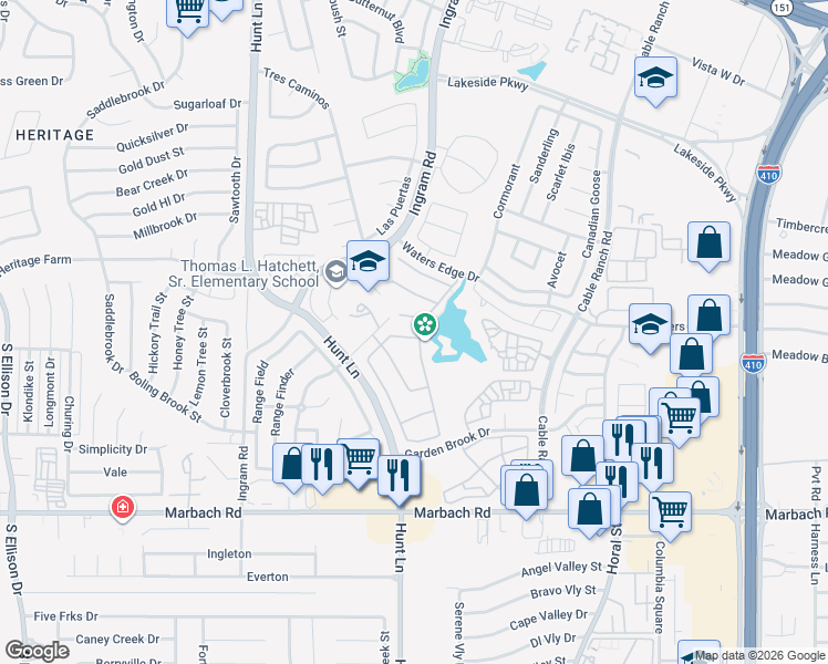 map of restaurants, bars, coffee shops, grocery stores, and more near 9003 Summit Lake in San Antonio