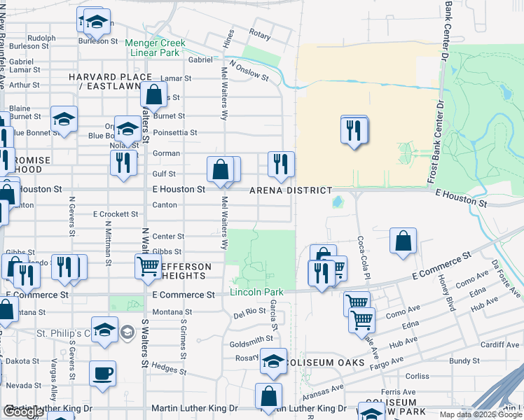 map of restaurants, bars, coffee shops, grocery stores, and more near 1010 Canton in San Antonio