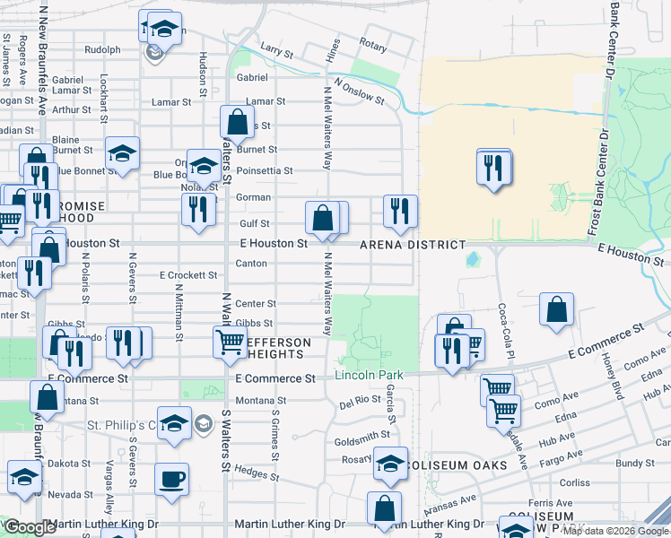 map of restaurants, bars, coffee shops, grocery stores, and more near 922 Canton in San Antonio
