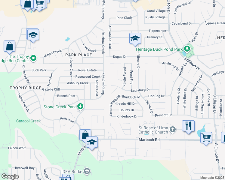 map of restaurants, bars, coffee shops, grocery stores, and more near 1015 Lafferty Oaks in San Antonio