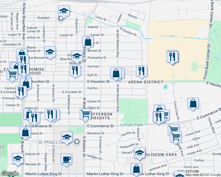 map of restaurants, bars, coffee shops, grocery stores, and more near 846 Canton in San Antonio