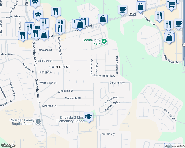 map of restaurants, bars, coffee shops, grocery stores, and more near 11814 Lemonmint Parkway in San Antonio
