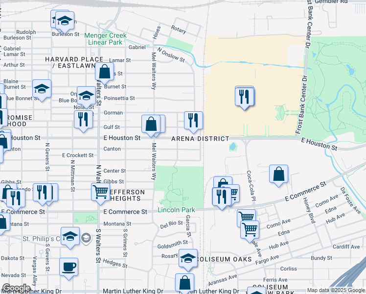 map of restaurants, bars, coffee shops, grocery stores, and more near 1010 Canton in San Antonio