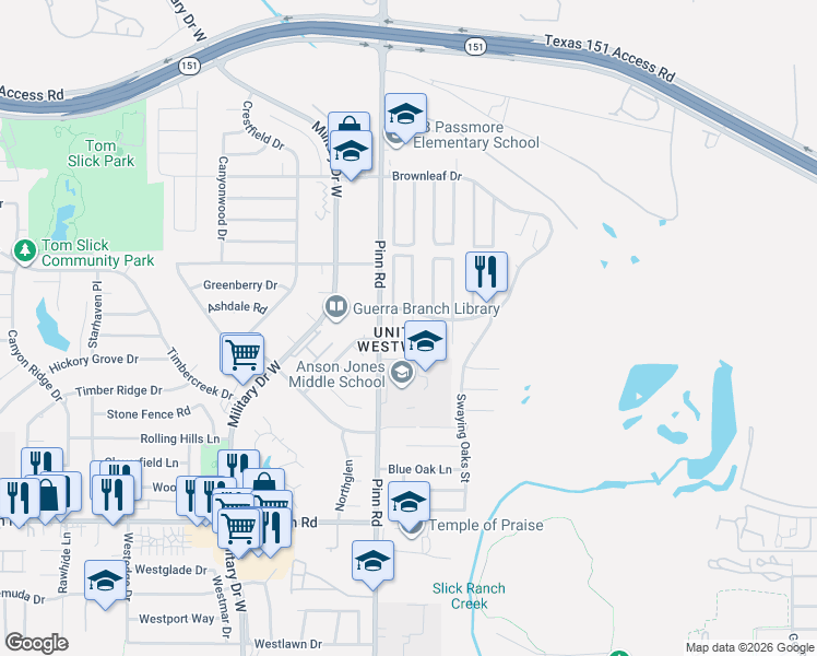 map of restaurants, bars, coffee shops, grocery stores, and more near 915 Green Park Street in San Antonio