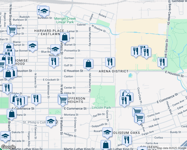 map of restaurants, bars, coffee shops, grocery stores, and more near 922 Canton in San Antonio