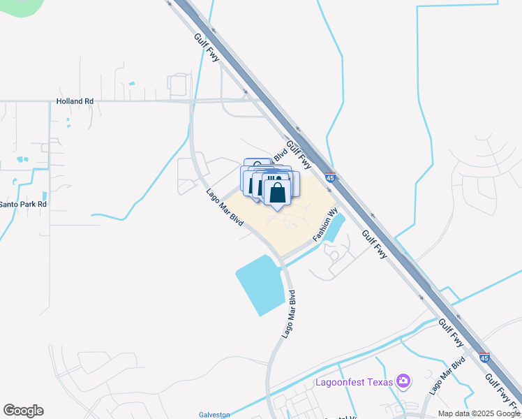 map of restaurants, bars, coffee shops, grocery stores, and more near 5885 Interstate 45 in Dickinson